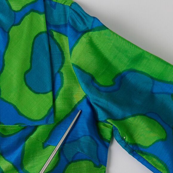 VTG 60s Psychedelic Blouse M Mod Abstract Art Top Statement Retro Groovy Stains - Picture 6 of 14